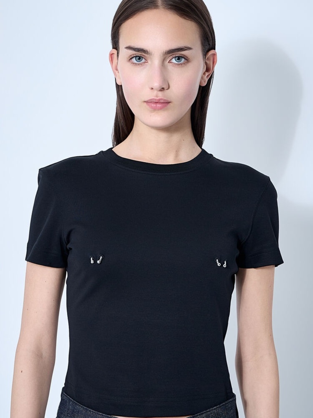 NEVER WORN! Mugler Black Short-Sleeve Crewneck T-Shirt baby tee